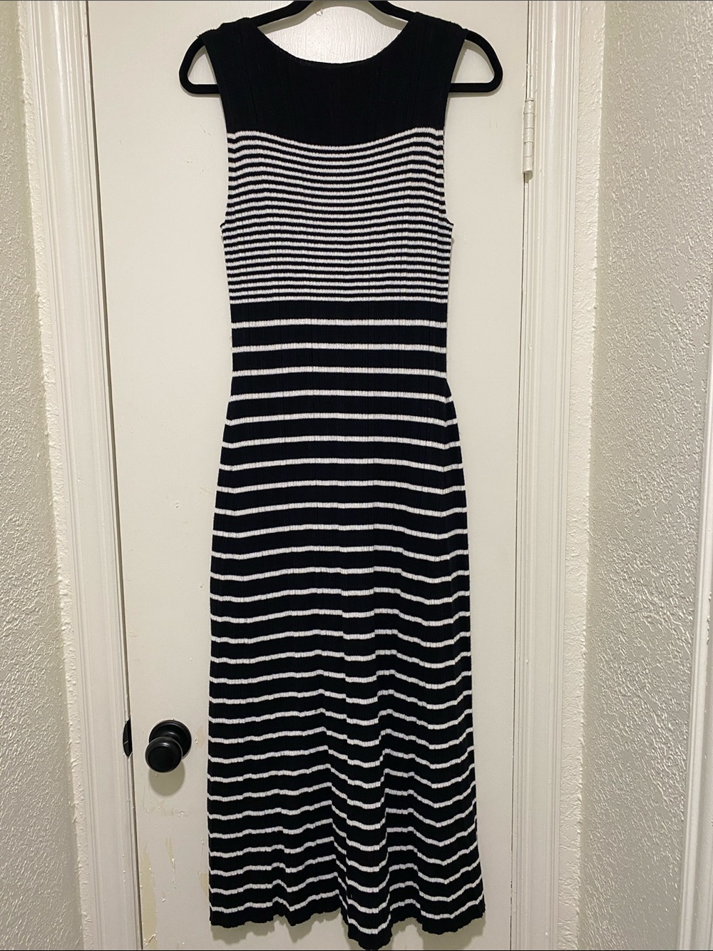 A New Day Black and White Striped Sleeveless Knit Maxi Dress